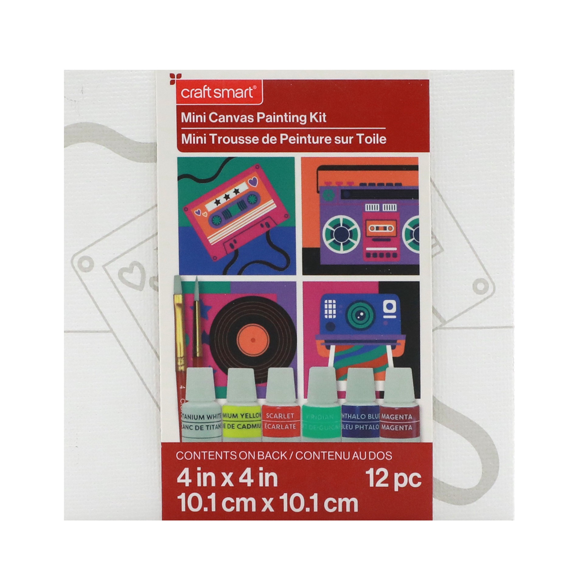 slide 3 of 8, 4" X 4" Retro Canvas Painting Kit By Craft Smart, 4 in x 4 in