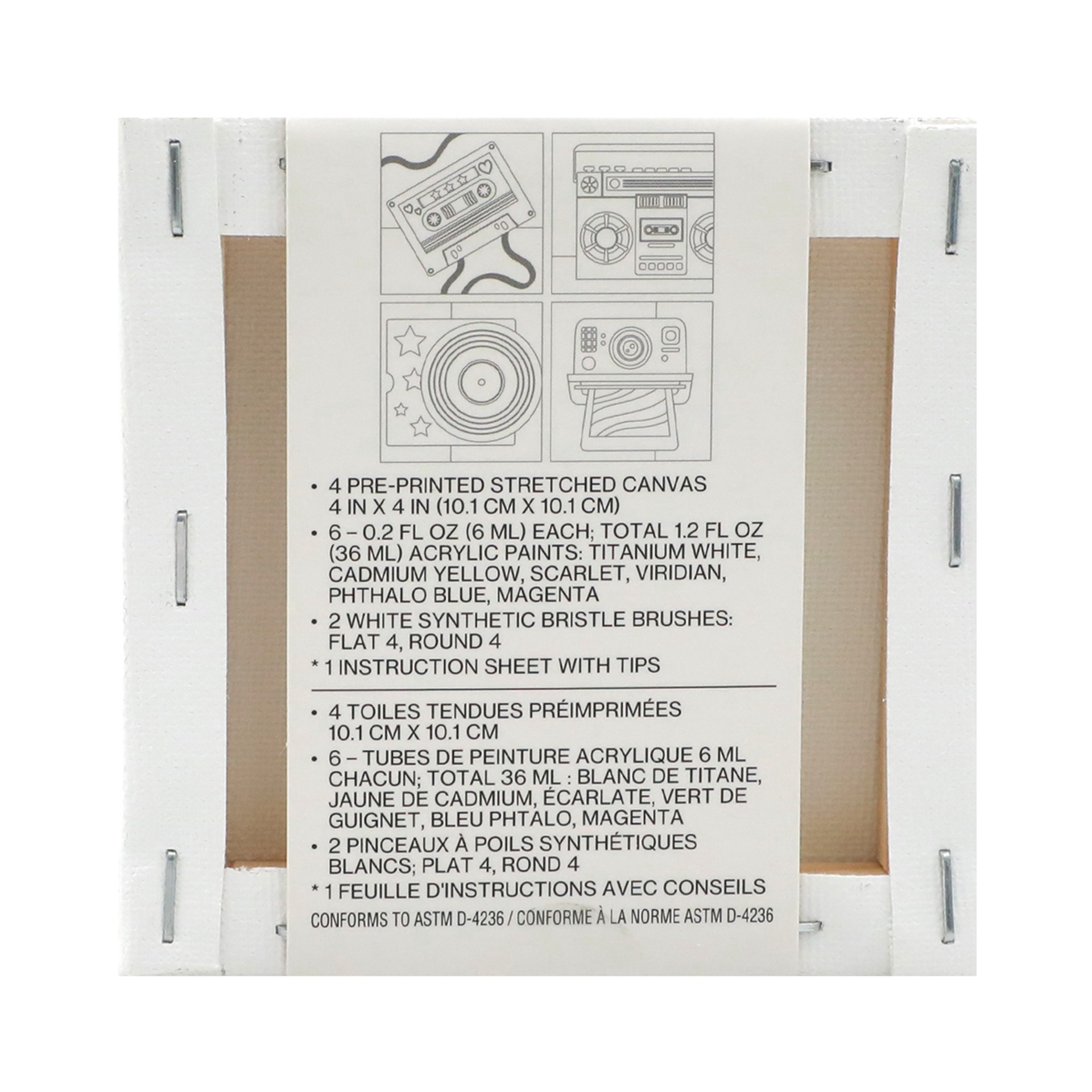 slide 4 of 8, 4" X 4" Retro Canvas Painting Kit By Craft Smart, 4 in x 4 in