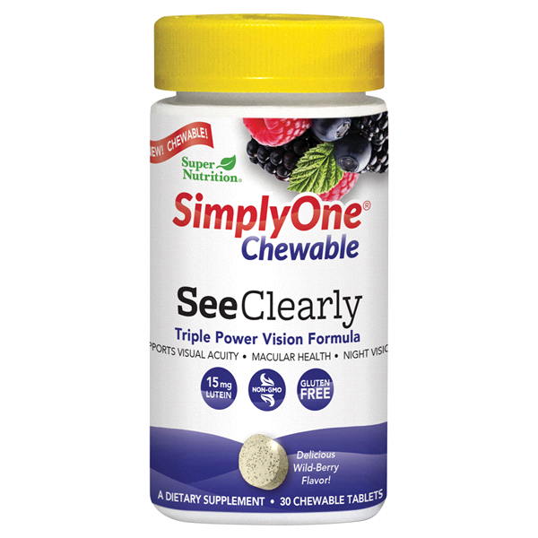 slide 1 of 1, SimplyOne See Clearly, Triple Power Vision Formula, Wild-Berry 30 Chewable Tablets, 30 ct