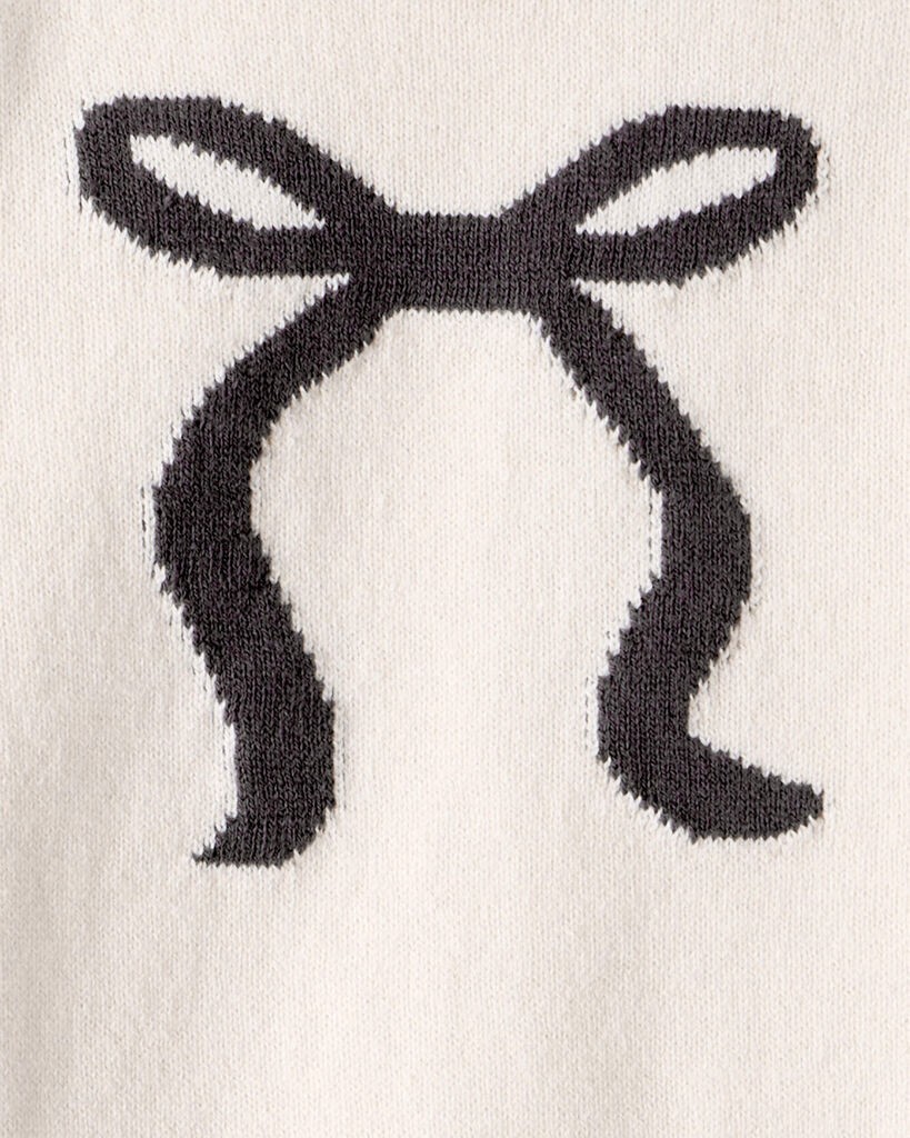 slide 3 of 3, Carter's Baby Girl Bow Cotton Long-Sleeve Sweater & Pant Set - White White 24M, 1 ct