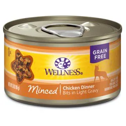 Wellness Complete Health Minced Adult Wet Cat Food, Natural, Protein-Rich, Grain Free, 3 Ounce , (Chicken Entrée)