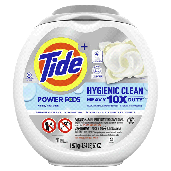 slide 1 of 1, Tide Hygienic Clean Unscented Heavy Duty Power PODS Laundry Detergent - 41ct/69oz, 41 ct