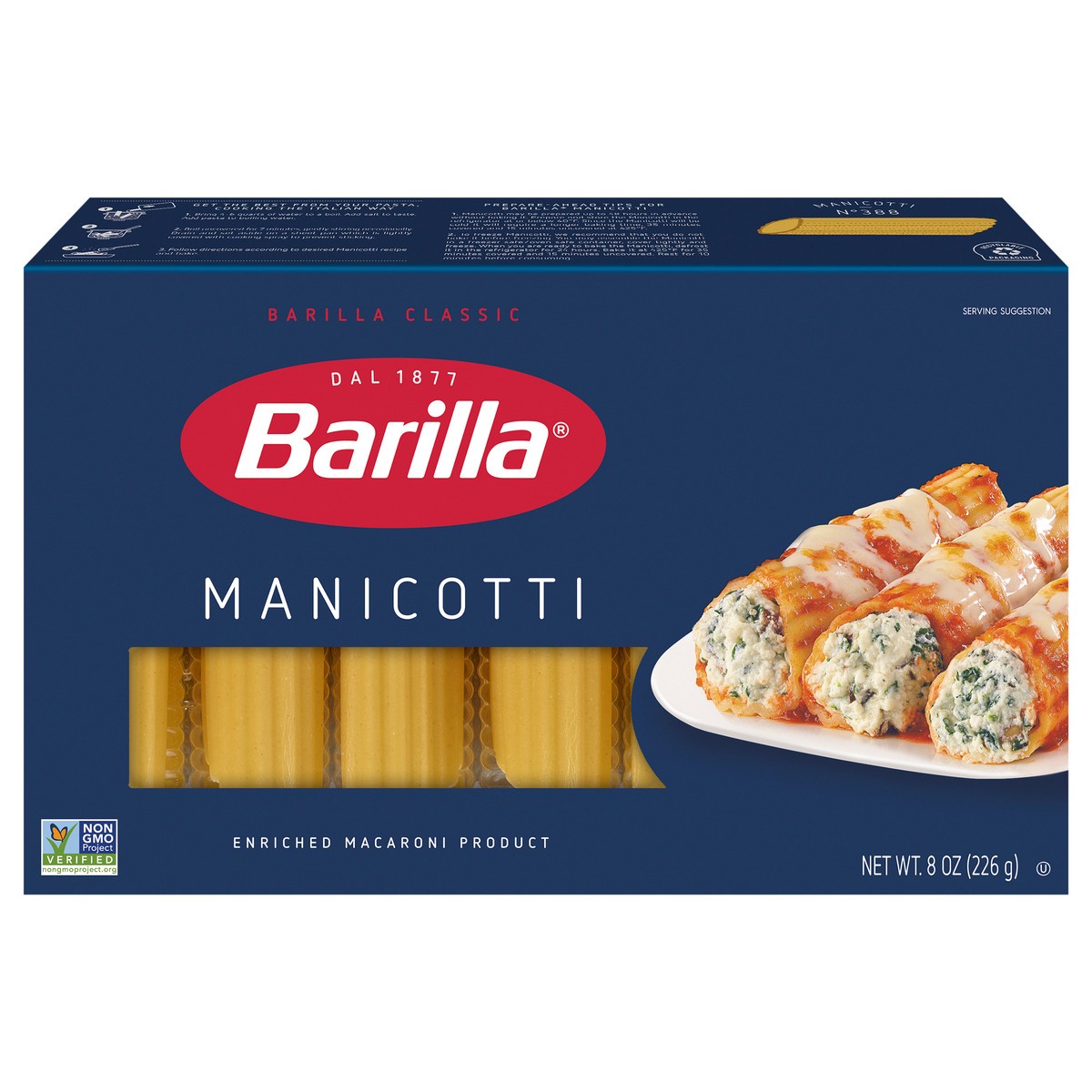 slide 1 of 11, Barilla Manicotti Pasta, 8 oz