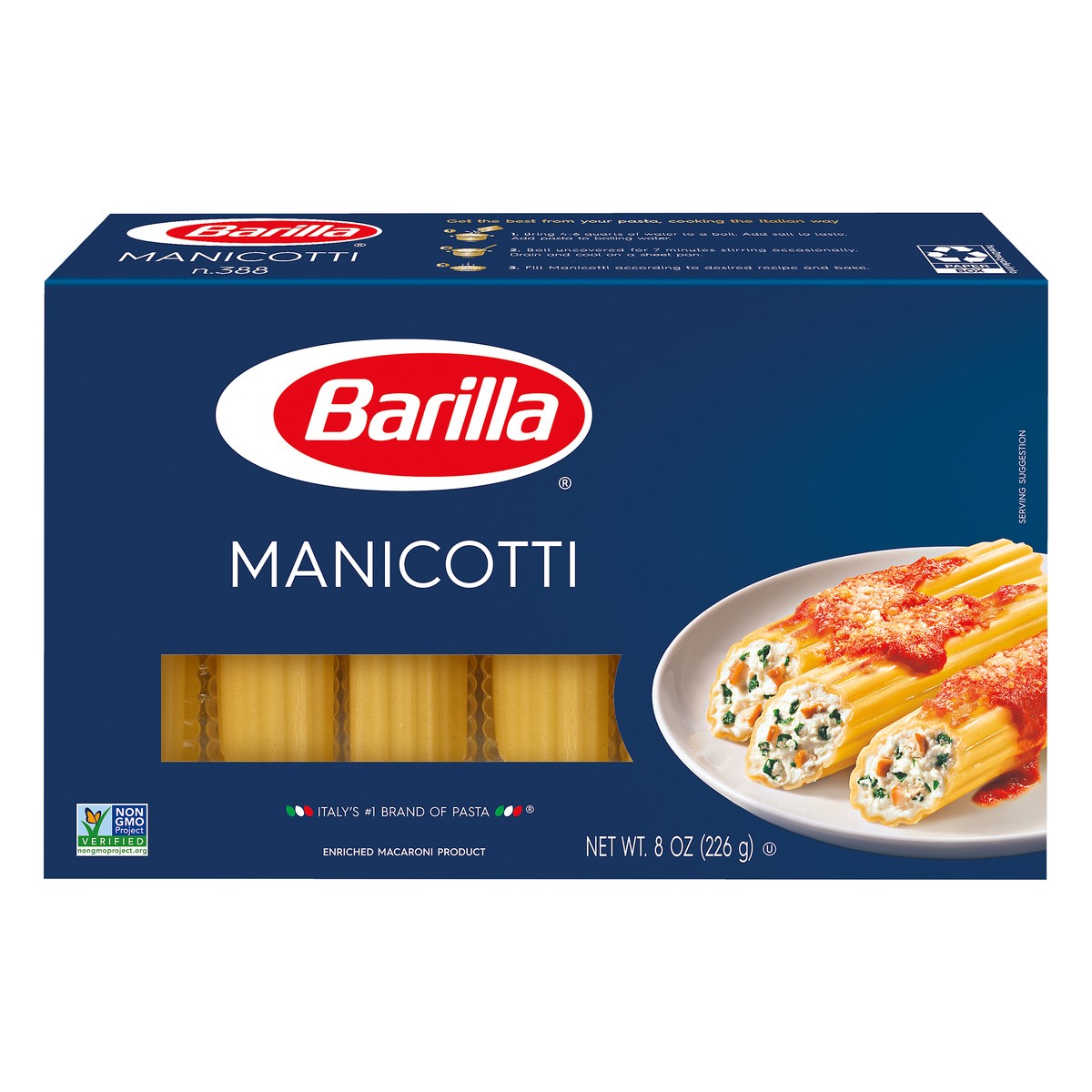 slide 5 of 11, Barilla Manicotti Pasta, 8 oz