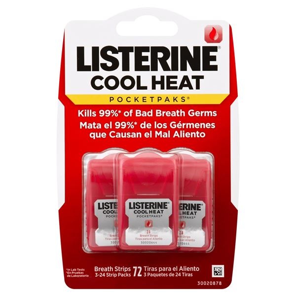 slide 1 of 1, Listerine Cool Heat PocketPaks Breath Strips, 3 ct