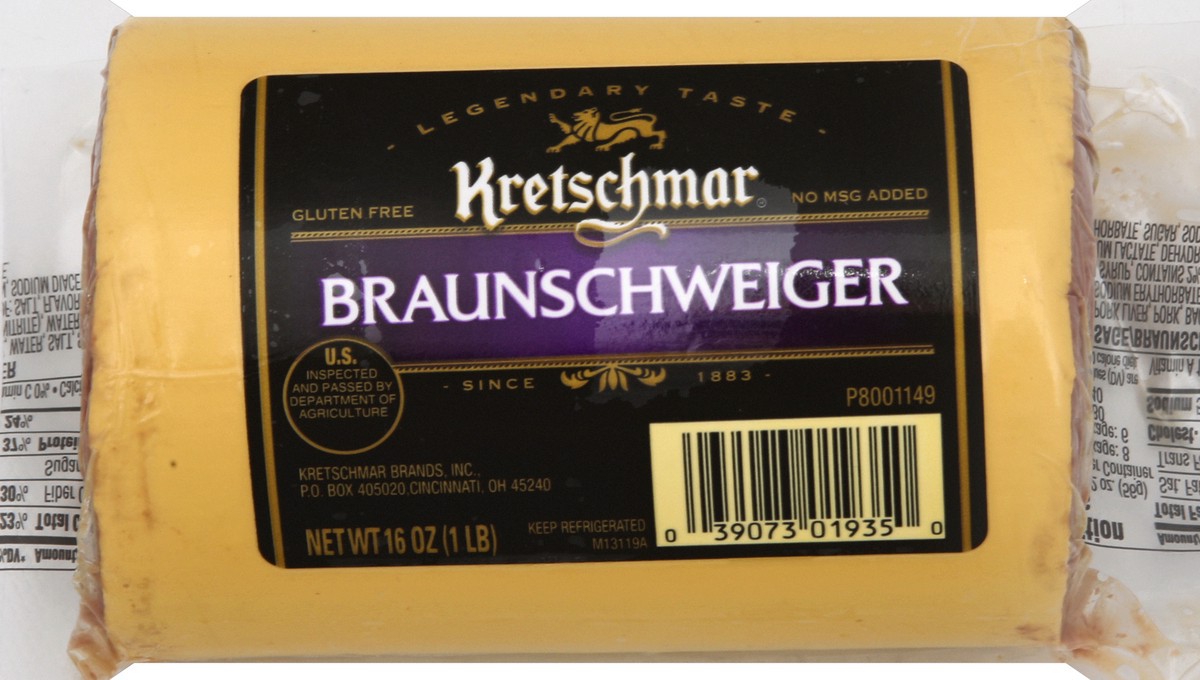 slide 1 of 1, Kretschmar Premium Deli Braunschweiger - 16 Oz, 16 oz