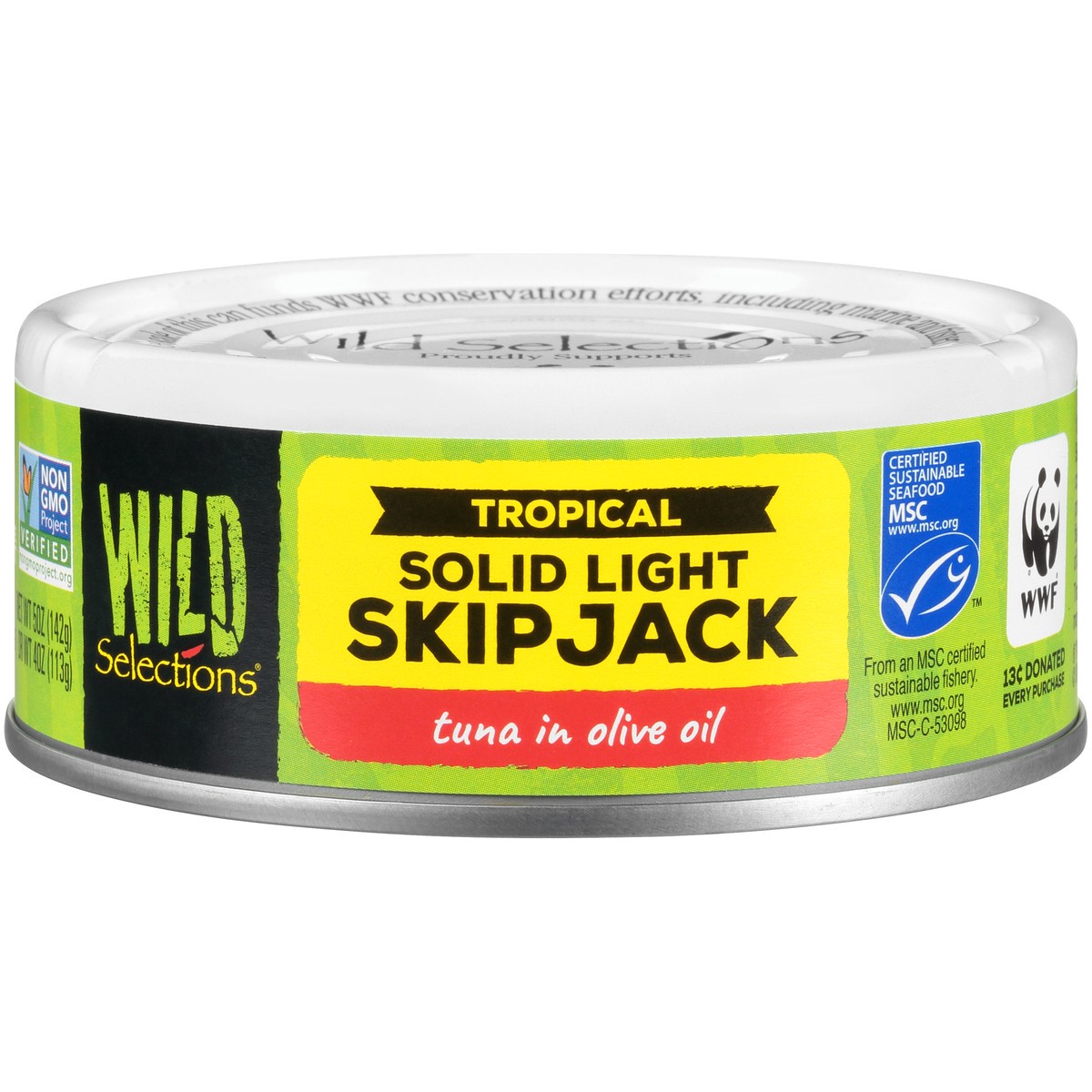 slide 1 of 14, Wild Selections Tropical Solid Light Skipjack Tuna in Olive Oil 5 oz. Can, 5 oz