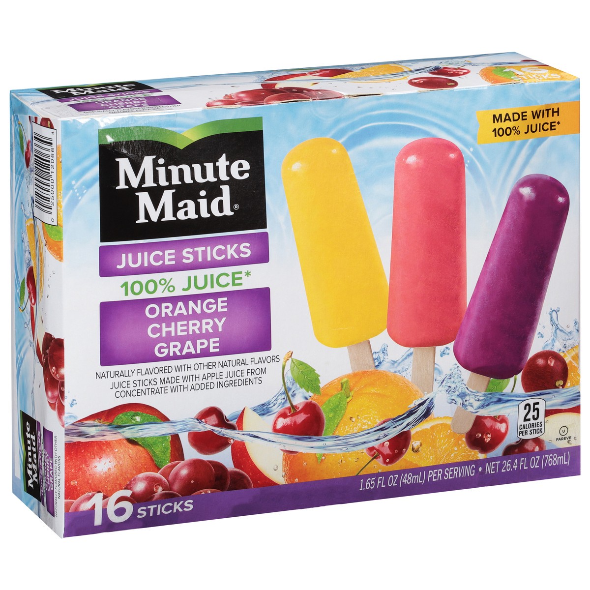 slide 7 of 9, Minute Maid Orange, Cherry, Grape Juice Sticks 16 - 1.65 fl oz Sticks, 16 ct; 26.4 oz