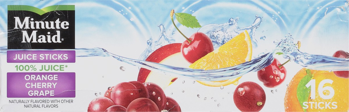 slide 6 of 9, Minute Maid Orange, Cherry, Grape Juice Sticks 16 - 1.65 fl oz Sticks, 16 ct; 26.4 oz