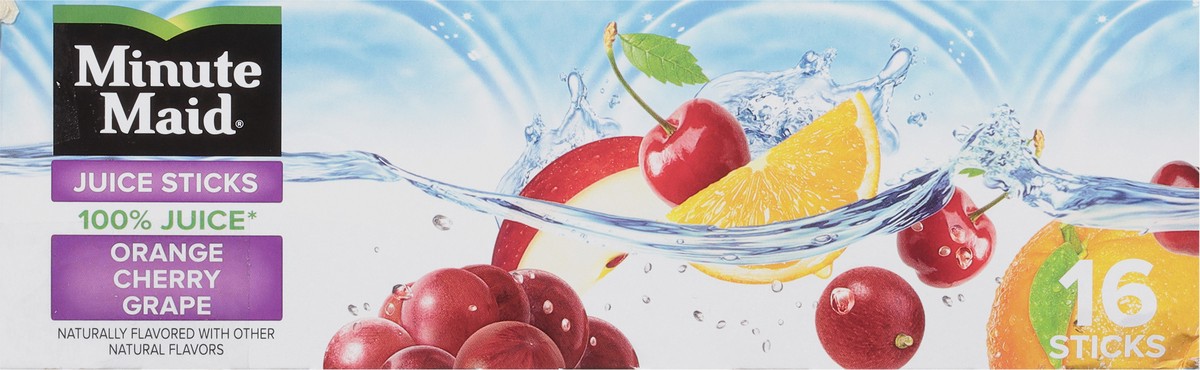 slide 3 of 9, Minute Maid Orange, Cherry, Grape Juice Sticks 16 - 1.65 fl oz Sticks, 16 ct; 26.4 oz