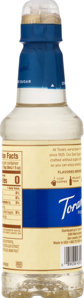 slide 10 of 13, Torani Puremade Zero Sugar Vanilla Syrup 375 ml, 1 ct