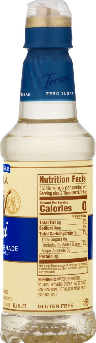 slide 8 of 13, Torani Puremade Zero Sugar Vanilla Syrup 375 ml, 1 ct