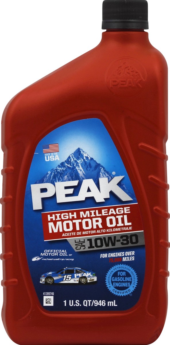 slide 4 of 4, Peak SAE 10W-30 High Mileage Motor Oil, 1 qt