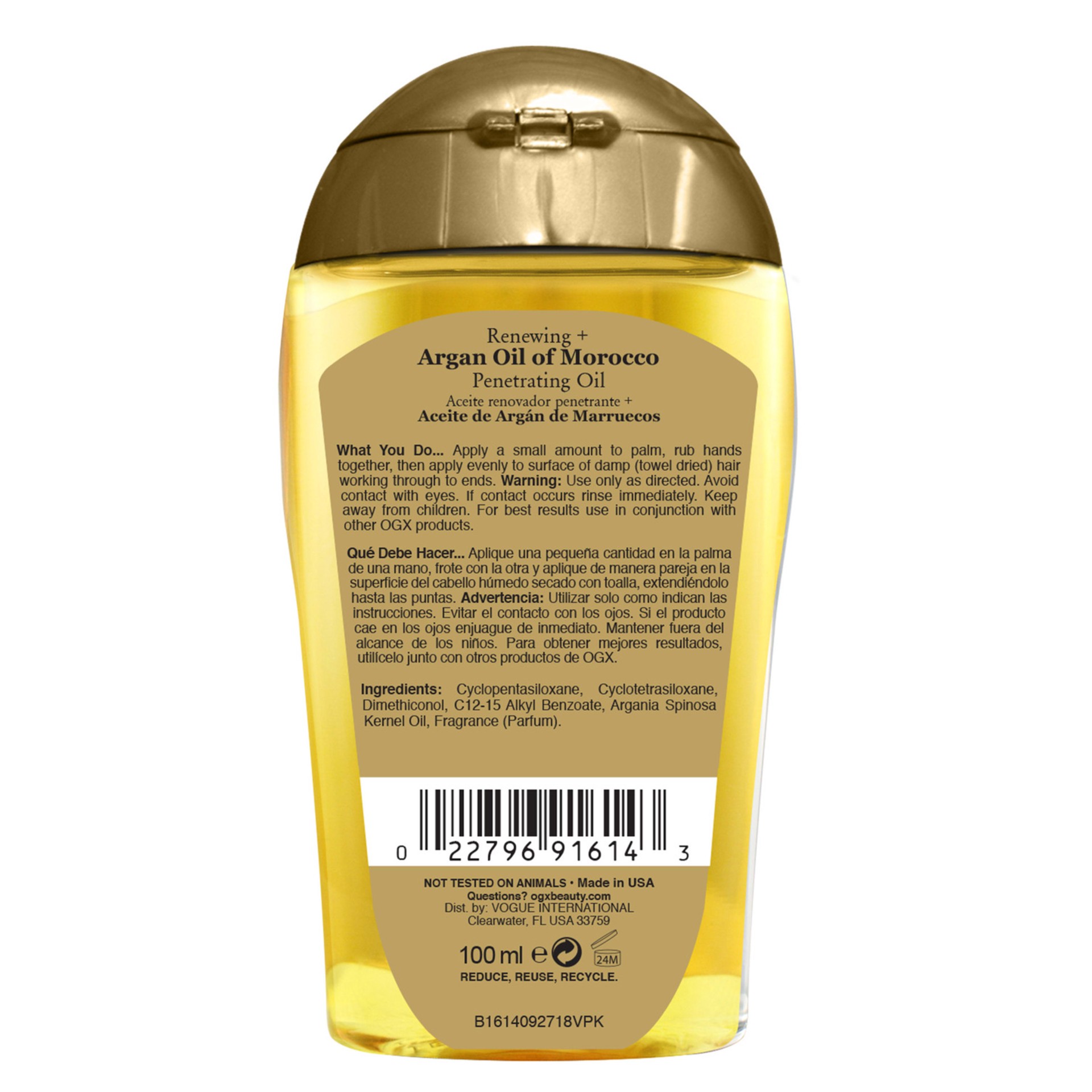 slide 4 of 4, OGX Renewing + Argan Oil of Morocco Penetrating Hair Oil Treatment, Moisturizing & Strengthening Silky Hair Oil for All Hair Types, Paraben-Free, Sulfated-Surfactants Free, 3.3 Fl Oz, 100 ml