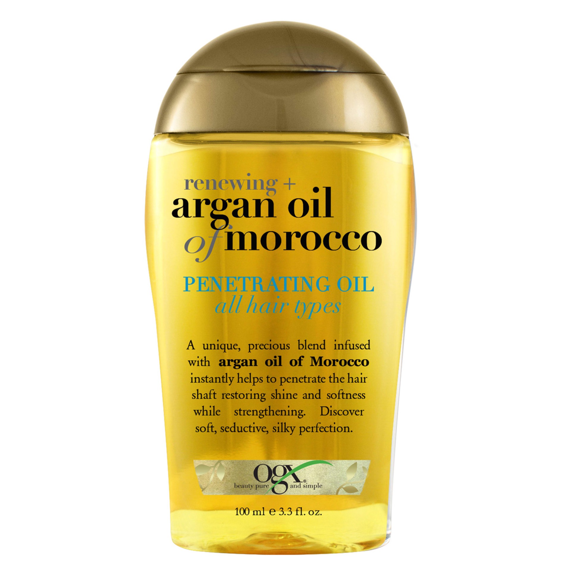 slide 1 of 4, OGX Renewing + Argan Oil of Morocco Penetrating Hair Oil Treatment, Moisturizing & Strengthening Silky Hair Oil for All Hair Types, Paraben-Free, Sulfated-Surfactants Free, 3.3 Fl Oz, 100 ml