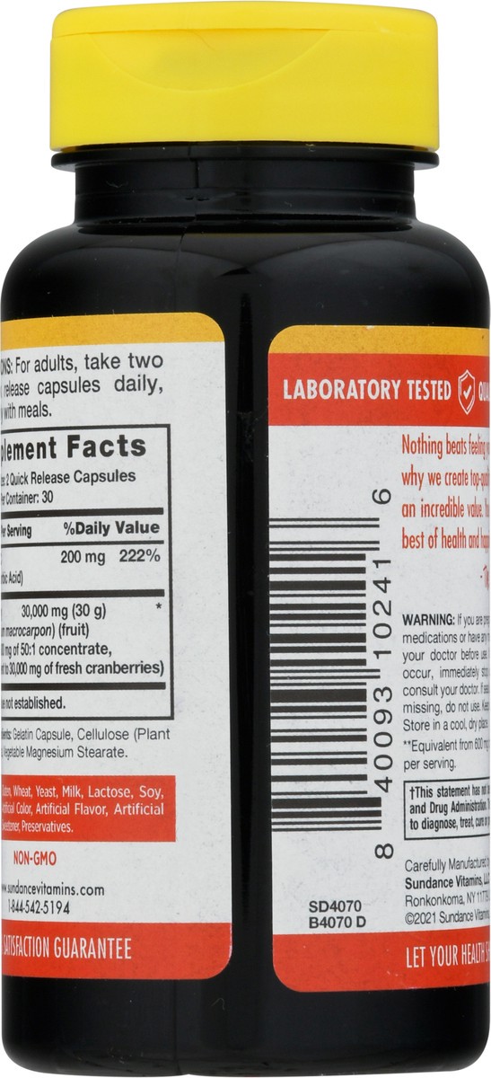 slide 2 of 9, Sundance Vitamins 30000 mg Triple Strength Cranberry + Vitamin C Capsules 60 ea, 60 ct