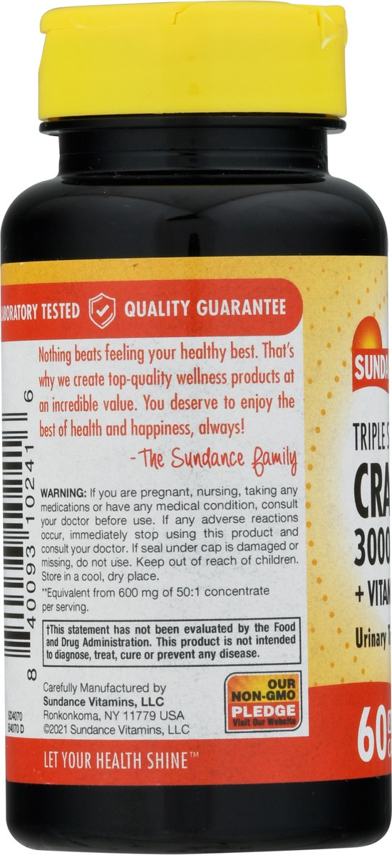 slide 5 of 9, Sundance Vitamins 30000 mg Triple Strength Cranberry + Vitamin C Capsules 60 ea, 60 ct