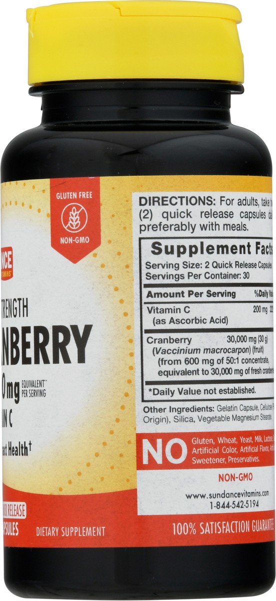 slide 4 of 9, Sundance Vitamins 30000 mg Triple Strength Cranberry + Vitamin C Capsules 60 ea, 60 ct