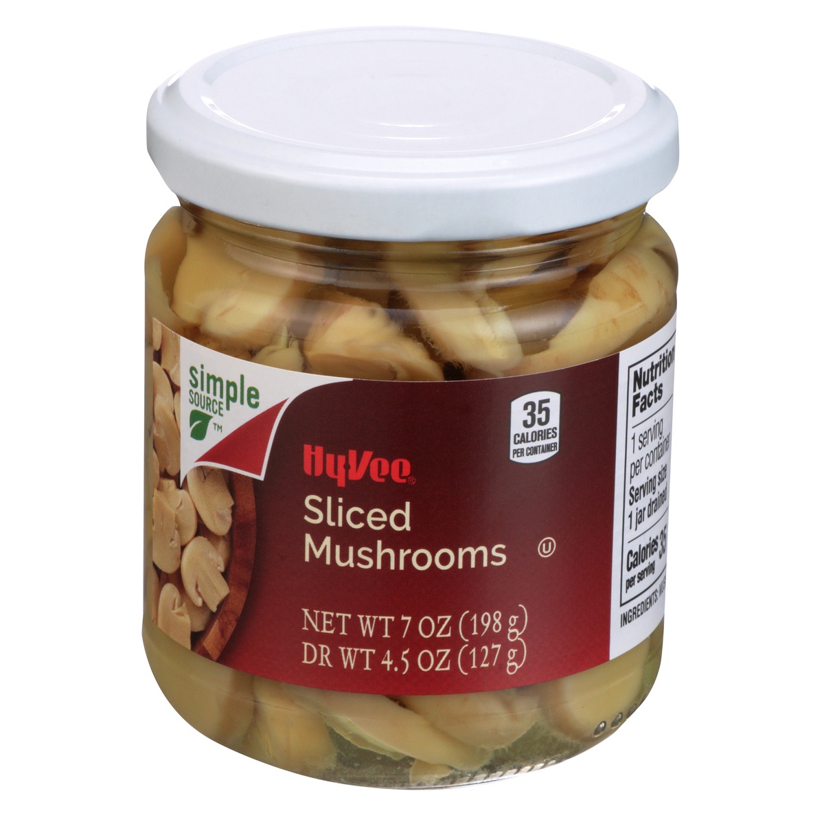 slide 1 of 1, Hy-vee Sliced Mushrooms, 7.05 oz