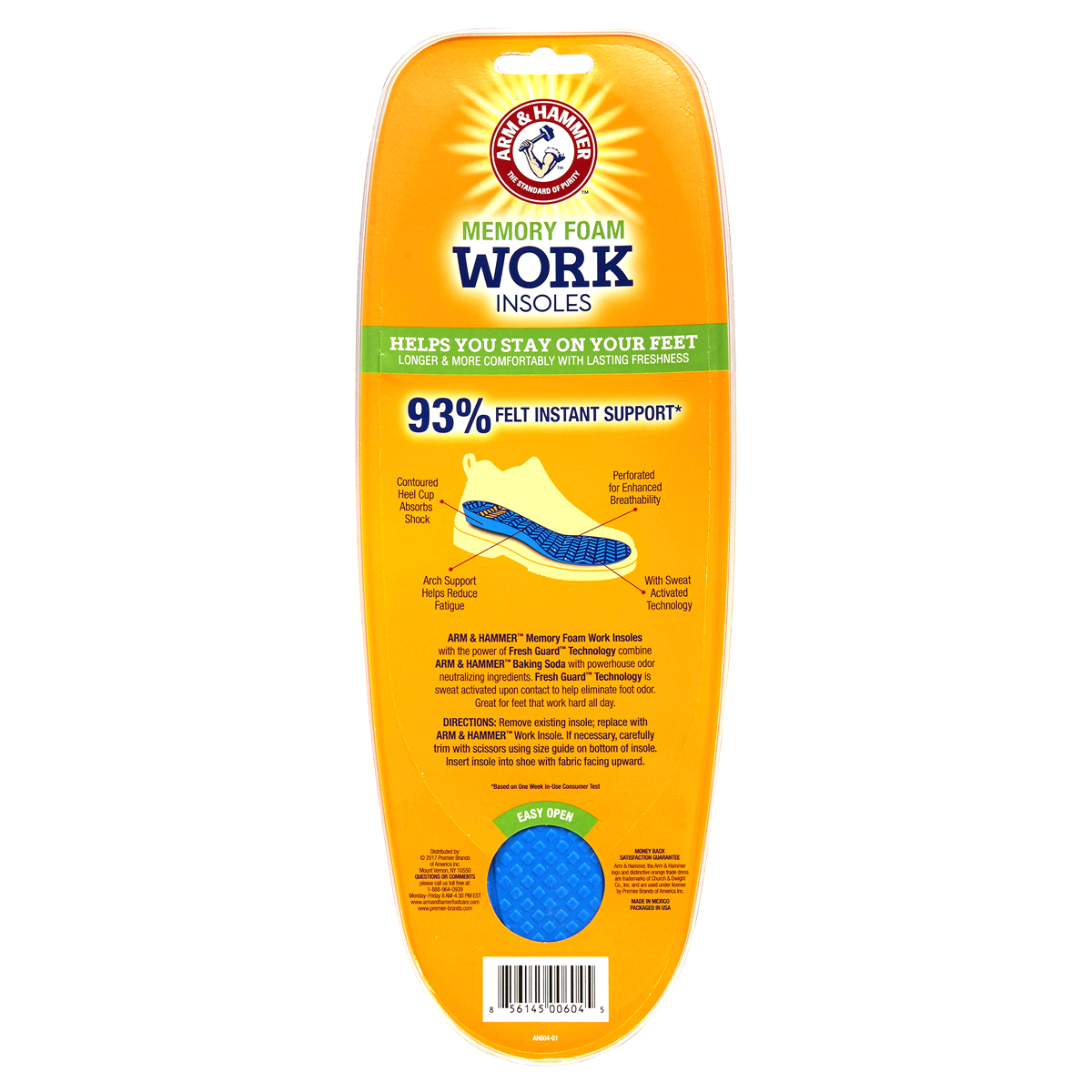 slide 2 of 2, ARM & HAMMER Memory Foam Work Insoles, 1 ct