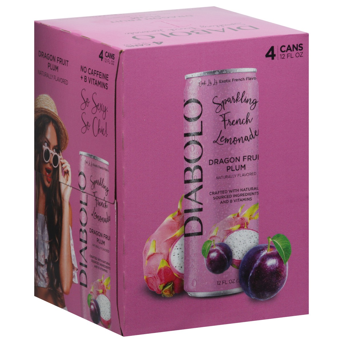 slide 2 of 9, DIABOLO Dragon Fruit Plum Sparkling French Lemonade 4 - 12 fl oz Cans, 4 ct