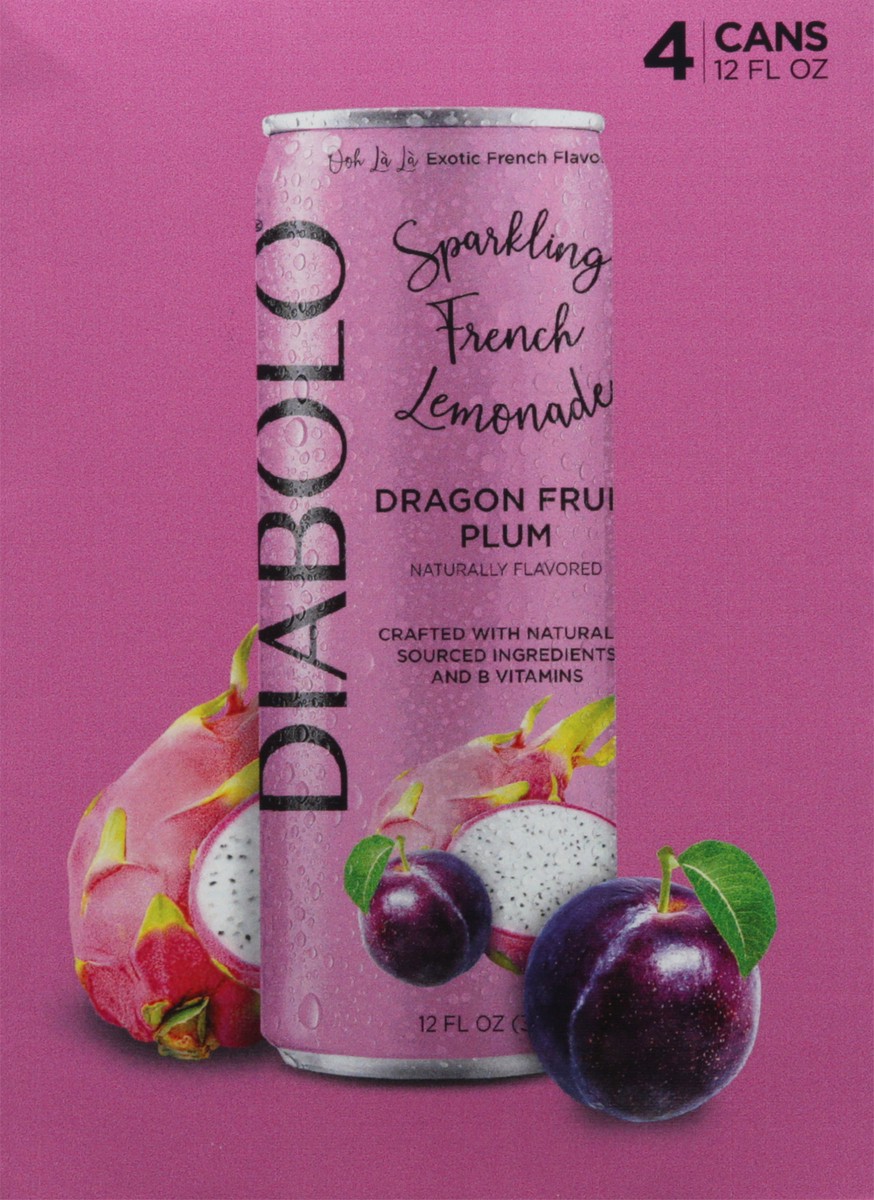 slide 5 of 9, DIABOLO Dragon Fruit Plum Sparkling French Lemonade 4 - 12 fl oz Cans, 4 ct