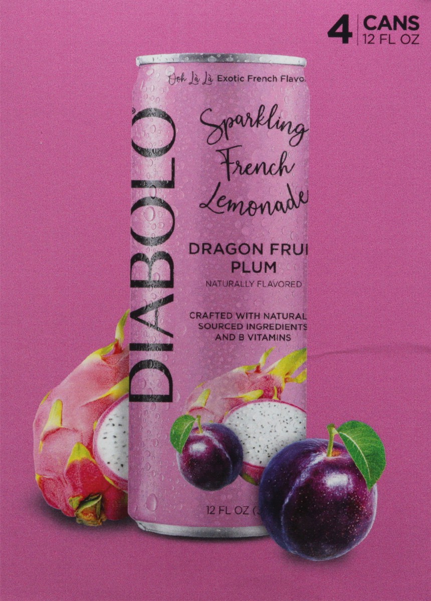 slide 6 of 9, DIABOLO Dragon Fruit Plum Sparkling French Lemonade 4 - 12 fl oz Cans, 4 ct