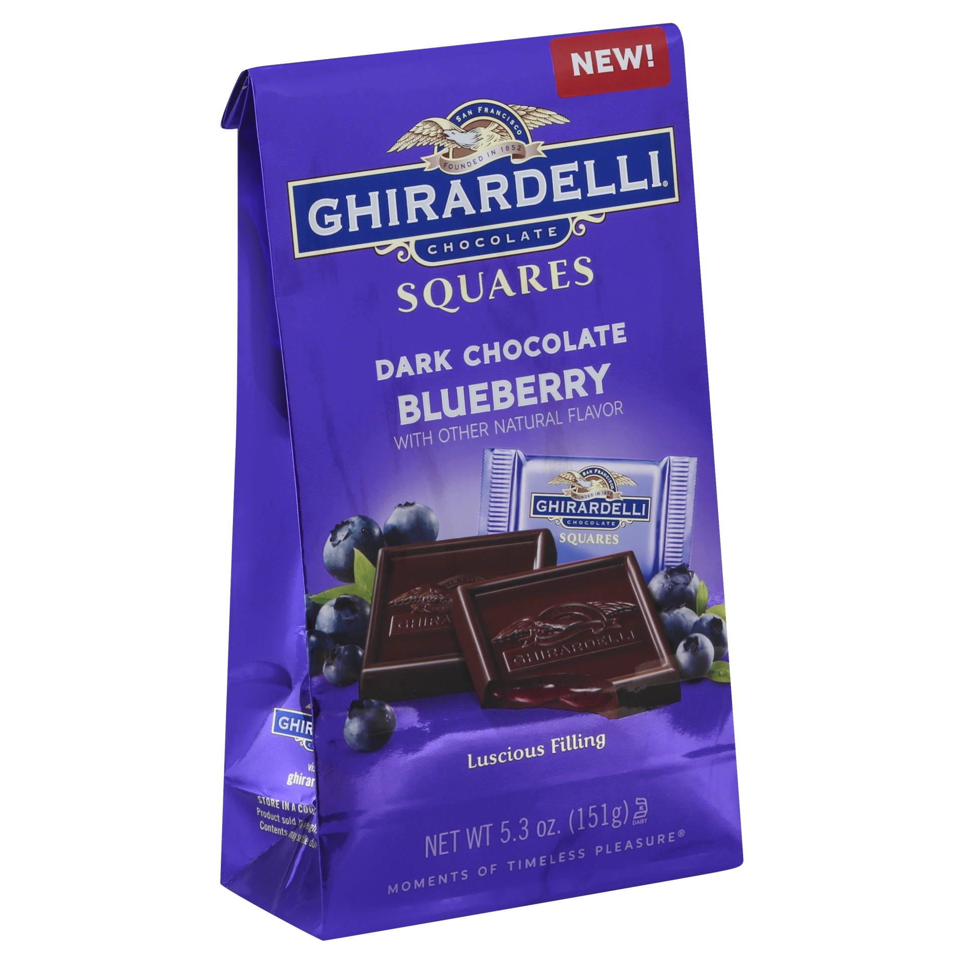slide 1 of 8, Ghirardelli Chocolate Squares Dark Chocolate Blueberry, 5.3 oz