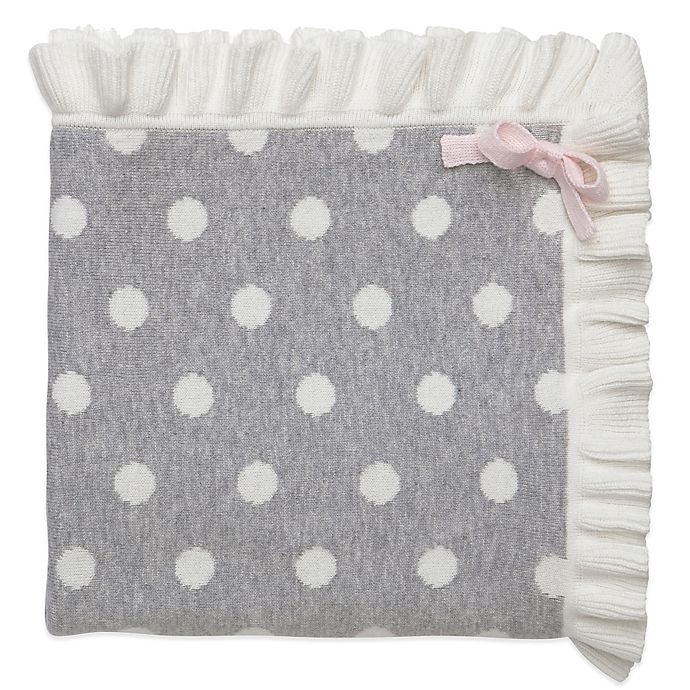 slide 1 of 2, Elegant Baby Dot Blanket with Ruffle - Grey, 1 ct