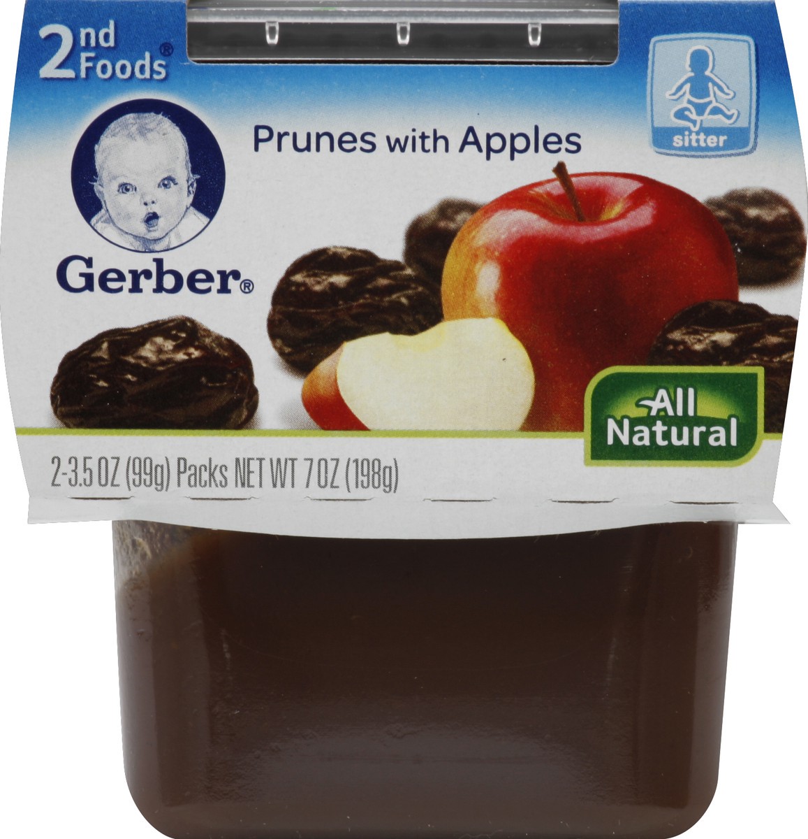 slide 3 of 5, Gerber 2nd Foods Natural Prunes with Apples, 2 ct; 3.5 oz