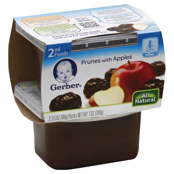 slide 1 of 5, Gerber 2nd Foods Natural Prunes with Apples, 2 ct; 3.5 oz