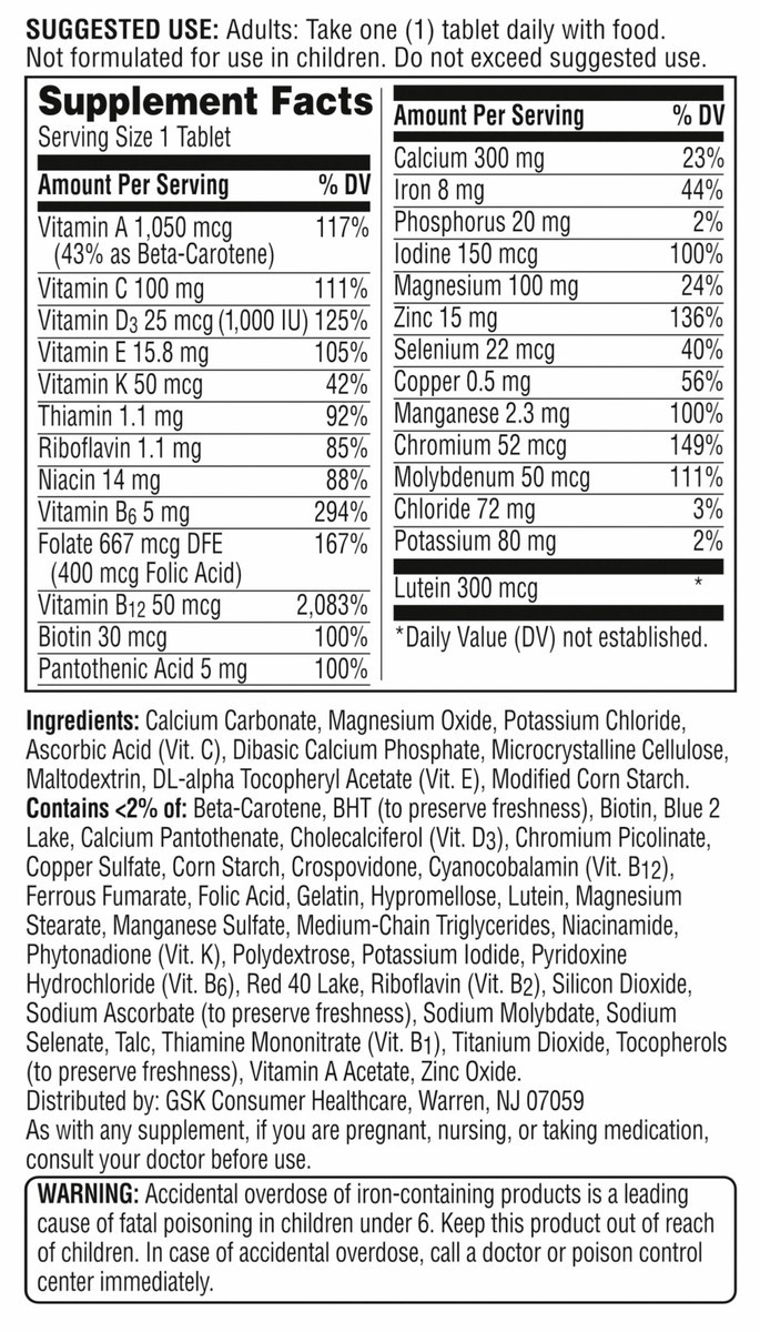 slide 7 of 9, Centrum Silver Women's Multivitamin for Women 50 Plus, Multivitamin/Multimineral Supplement with Vitamin D3, B Vitamins, Calcium and Antioxidants, Gluten Free, Non-GMO Ingredients - 40 Count, 40 ct