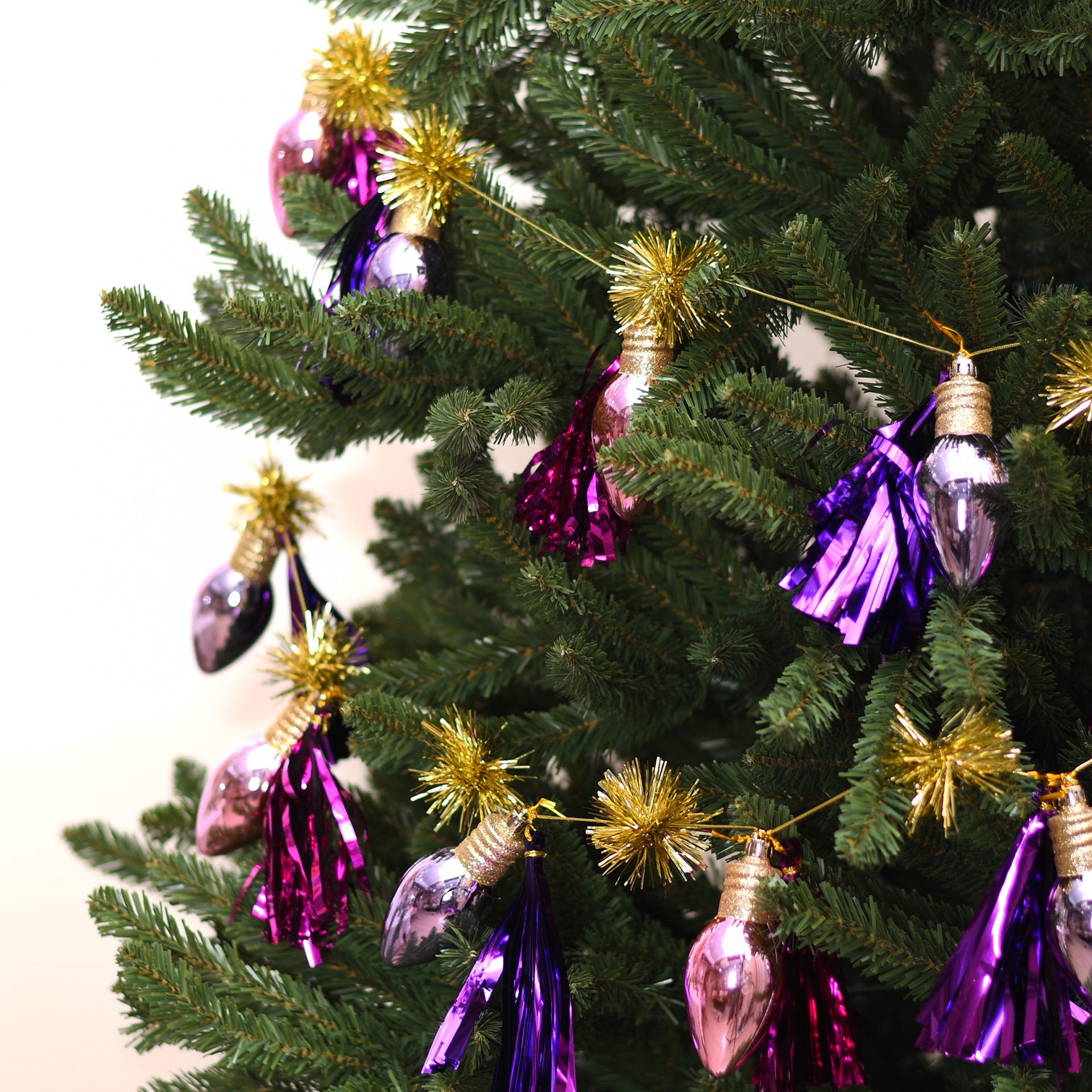 slide 3 of 3, 6ft. Pink & Purple Light Bulbs Garland By Ashland, 6 ft