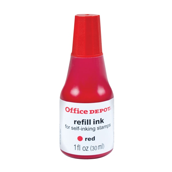 slide 1 of 1, Office Depot Brand Self-Inking Refill Ink, 1 Oz, Red, 1 ct