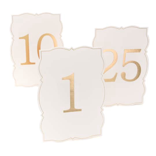 slide 1 of 5, 1-25 Ornate Gold Table Numbers By Celebrate It, 5.5 in x 3.5 in