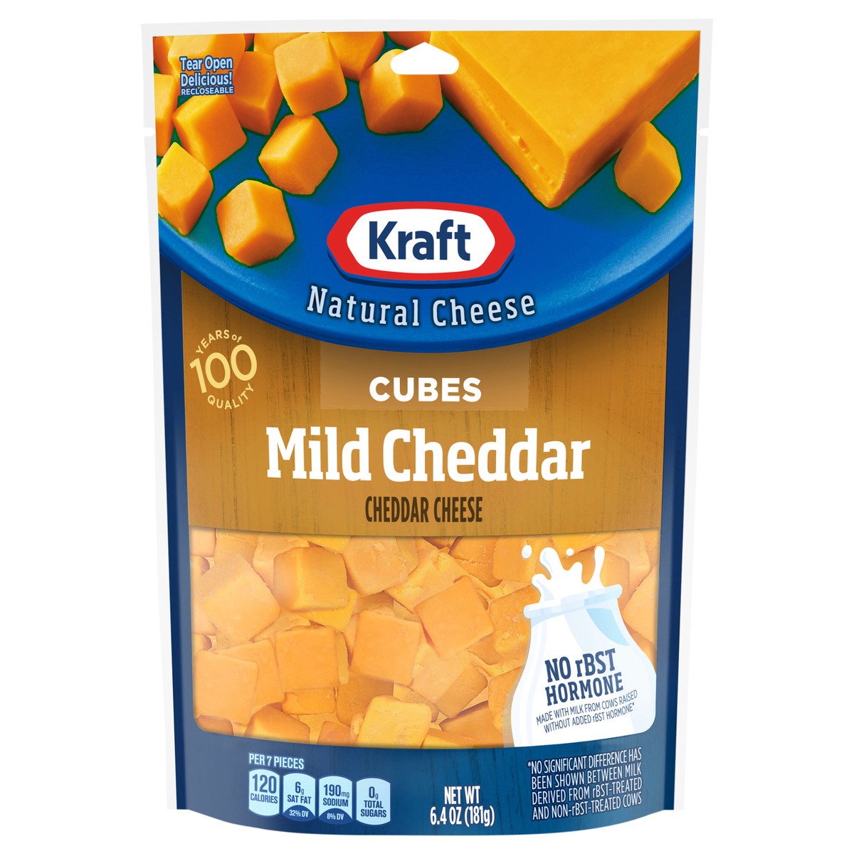 slide 1 of 14, Kraft Mild Cheddar Cheese Cubes, 6.4 oz Bag, 6.4 oz