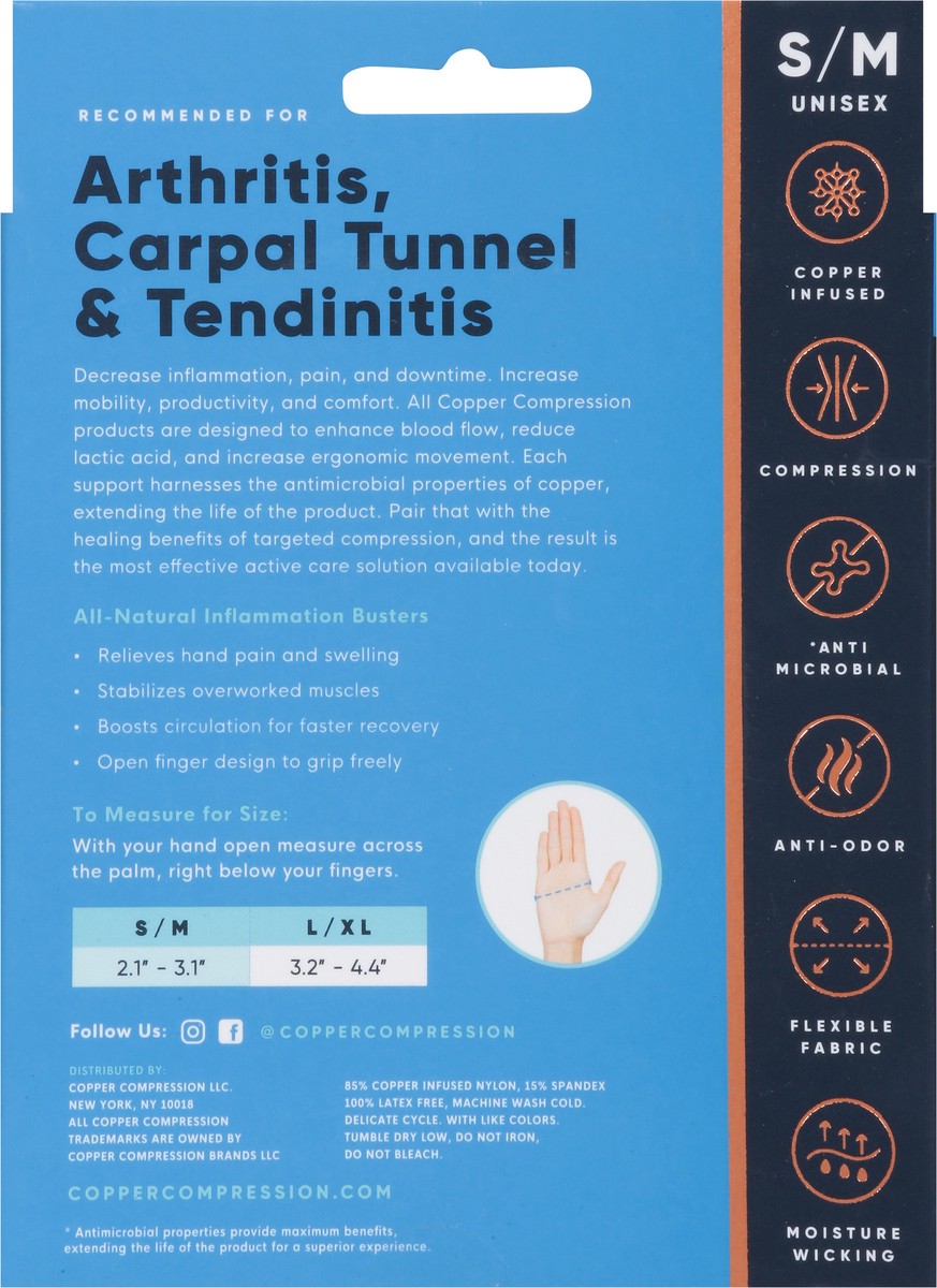 slide 9 of 9, Copper Compression Small Medium Arthritis Gloves, 1 pair