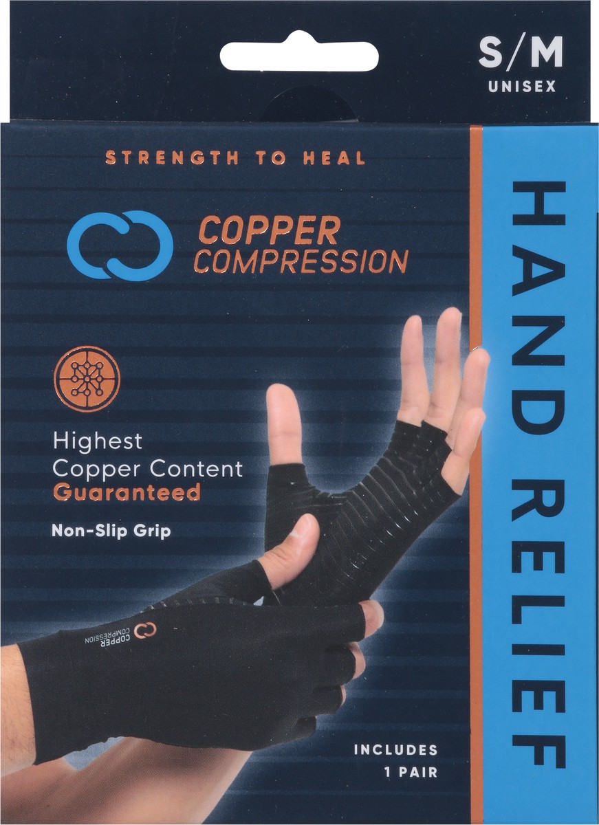 slide 5 of 9, Copper Compression Small Medium Arthritis Gloves, 1 pair