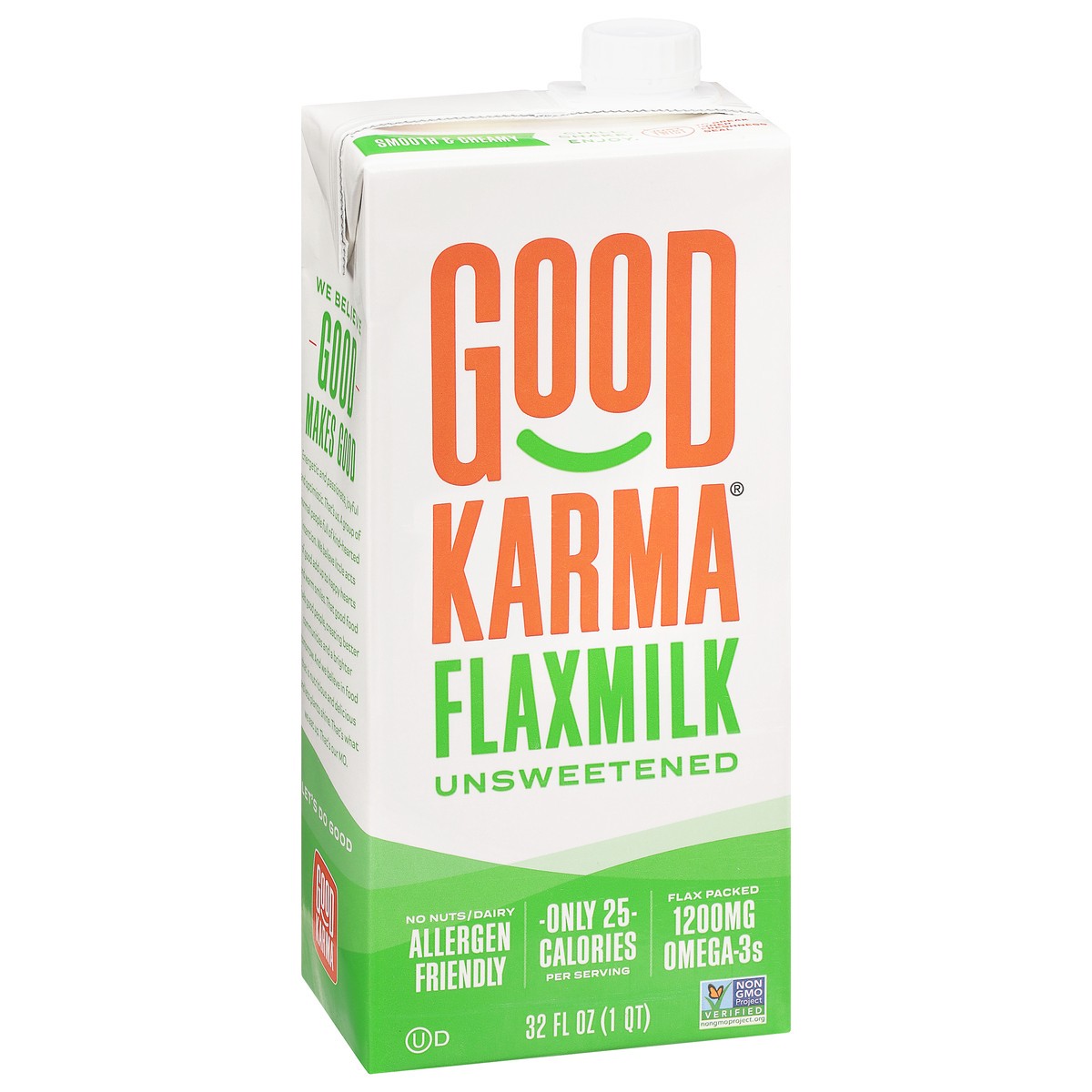 slide 2 of 9, Good Karma Smooth & Creamy Unsweetened Flaxmilk 32 fl oz, 32 fl oz