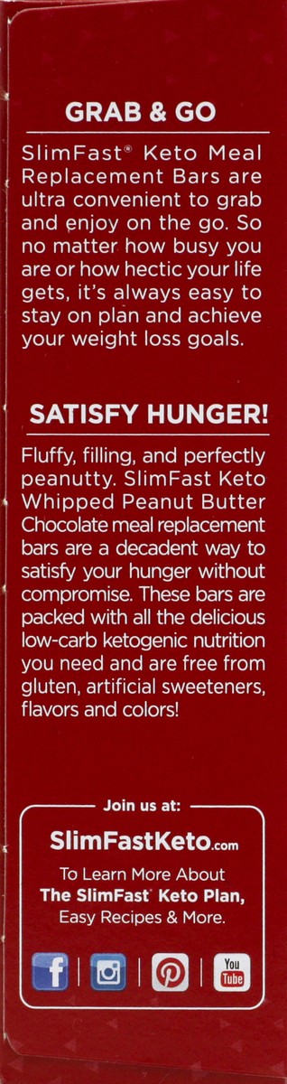 slide 3 of 7, SlimFast Keto Fat Bomb Whipped Peanut Butter Chocolate Meal Replacement Bar 5 Count, 5 ct