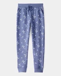Oshkosh Girls Floral Fleece Drawstring Joggers - Blue Blue 6-6X