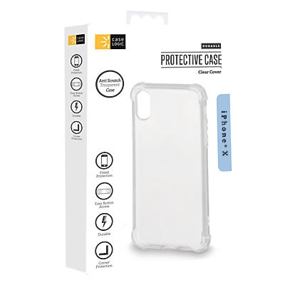 slide 1 of 1, Case Logic iPhone X Reinforced Case Clear, 1 ct