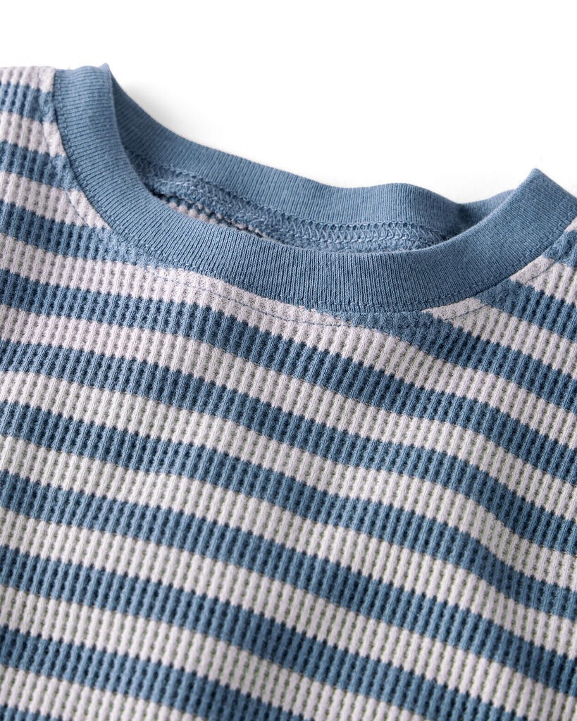 slide 2 of 3, Littleplanet Baby Striped Waffle Knit Pajamas Made with Organic Cotton Blue Stripes 24M, 1 ct