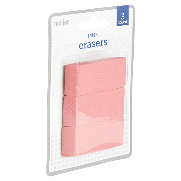 slide 4 of 29, Meijer Pink Erasers, 3 ct