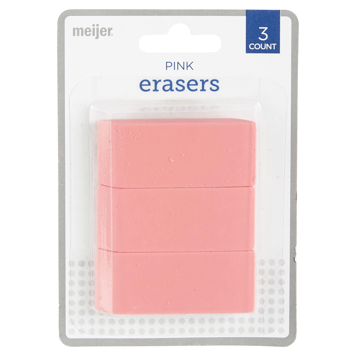slide 1 of 1, Meijer Erasers, Pink, 3 ct