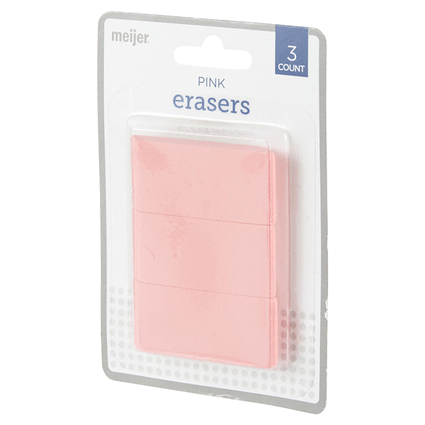 slide 8 of 29, Meijer Pink Erasers, 3 ct