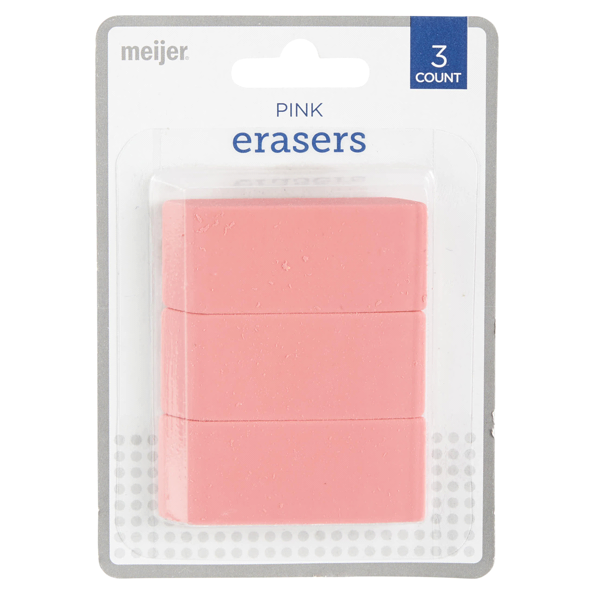 slide 1 of 29, Meijer Pink Erasers, 3 ct