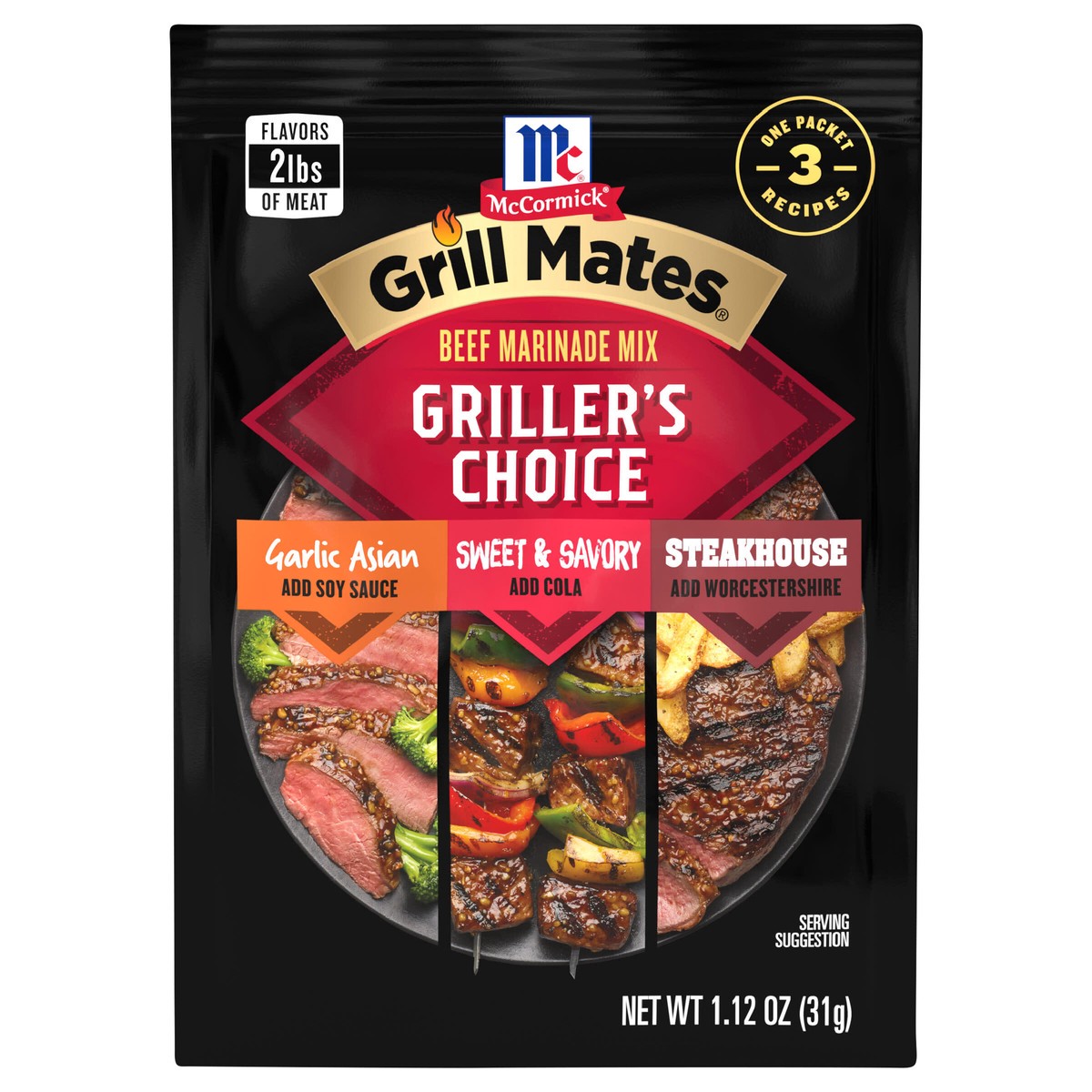 slide 2 of 4, McCormick Grill Mates Griller's Choice Beef Marinade Mix, 1.12 oz, 1.12 oz