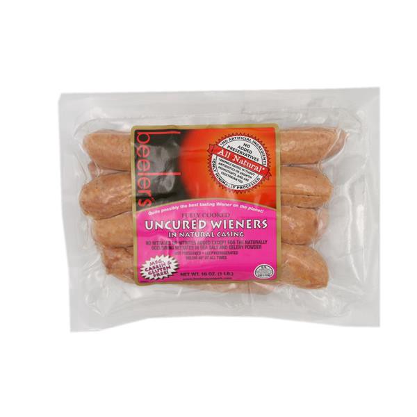 slide 1 of 1, Beeler's Fully Cooked Uncured Wieners, 16 oz