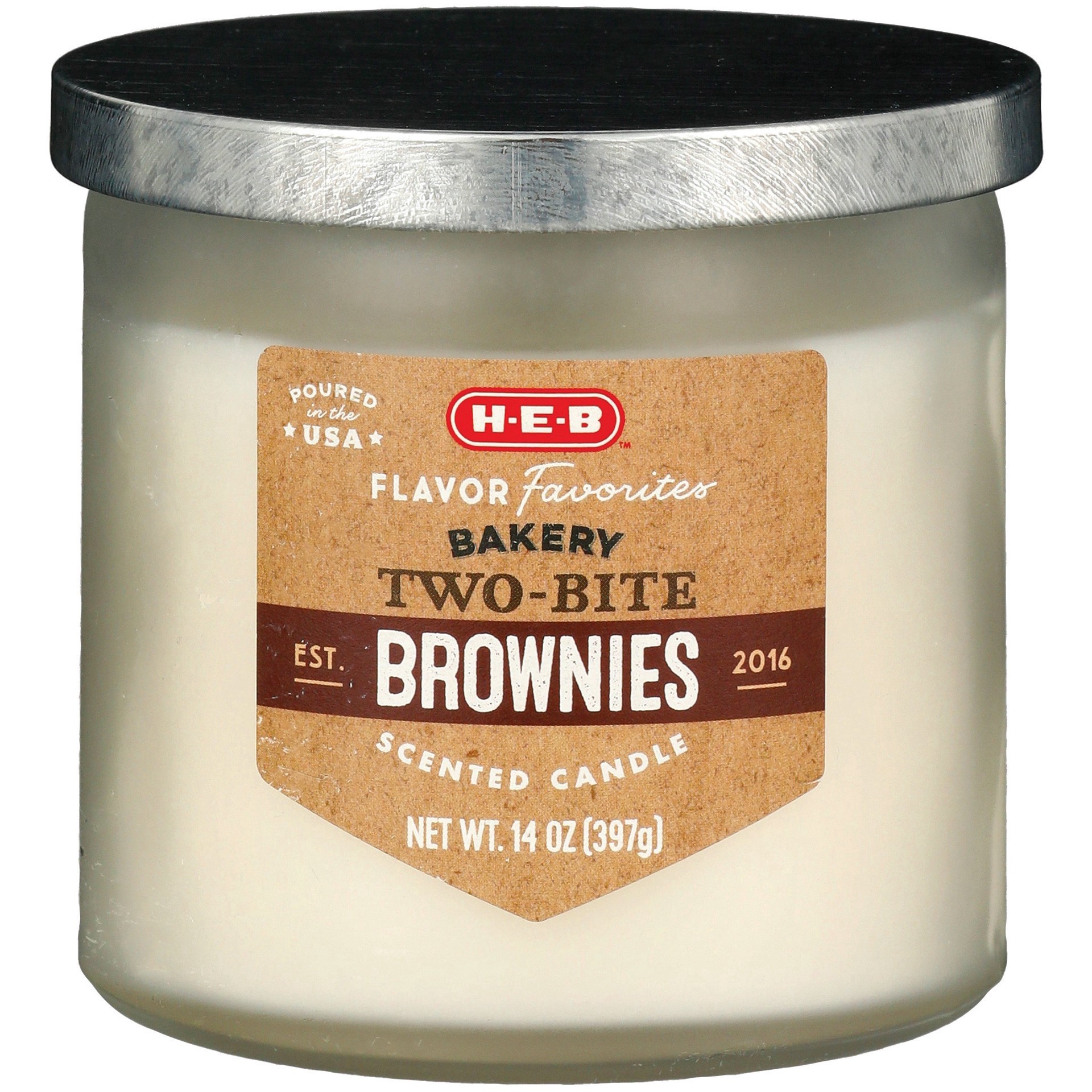 slide 1 of 1, H-E-B Flavor Favorites Two-Bite Brownies Scented Candle, 14 oz